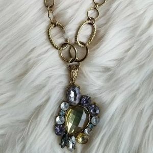 Vintage Cluster Gemstone Pendant With Gold Tone